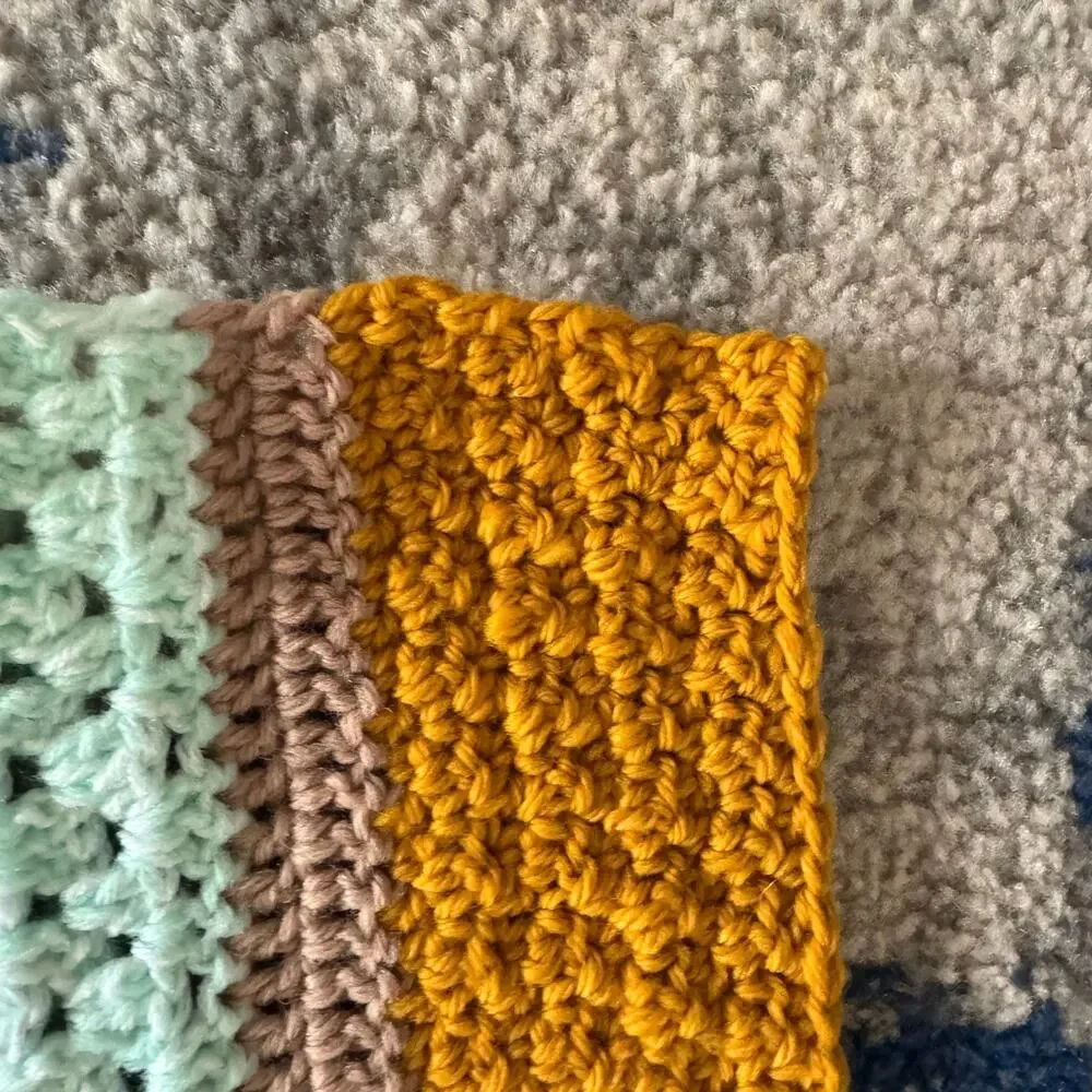 Vintage Striped Boho Crochet Table Runner 15x56 Inches Orange Gold Purple Green